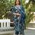 Women navy blue viscose rayon floral printed straight kurta trousers with dupatta