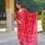 Women pink viscose rayon floral printed straight kurta trousers with dupatta