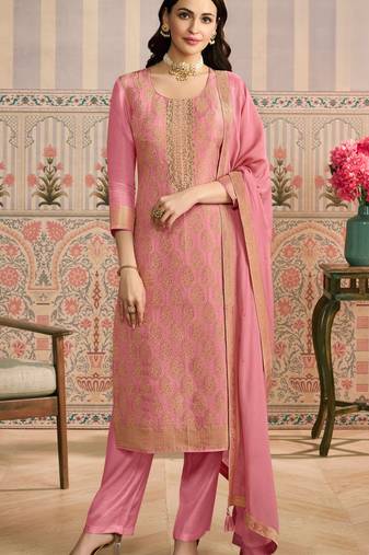 Dark-onion-pink ready-made premium mirraw suit set 