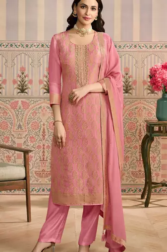 Dark-onion-pink ready-made premium mirraw suit set 