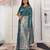 Rama green color weving work lichi silk fancy saree with blouse