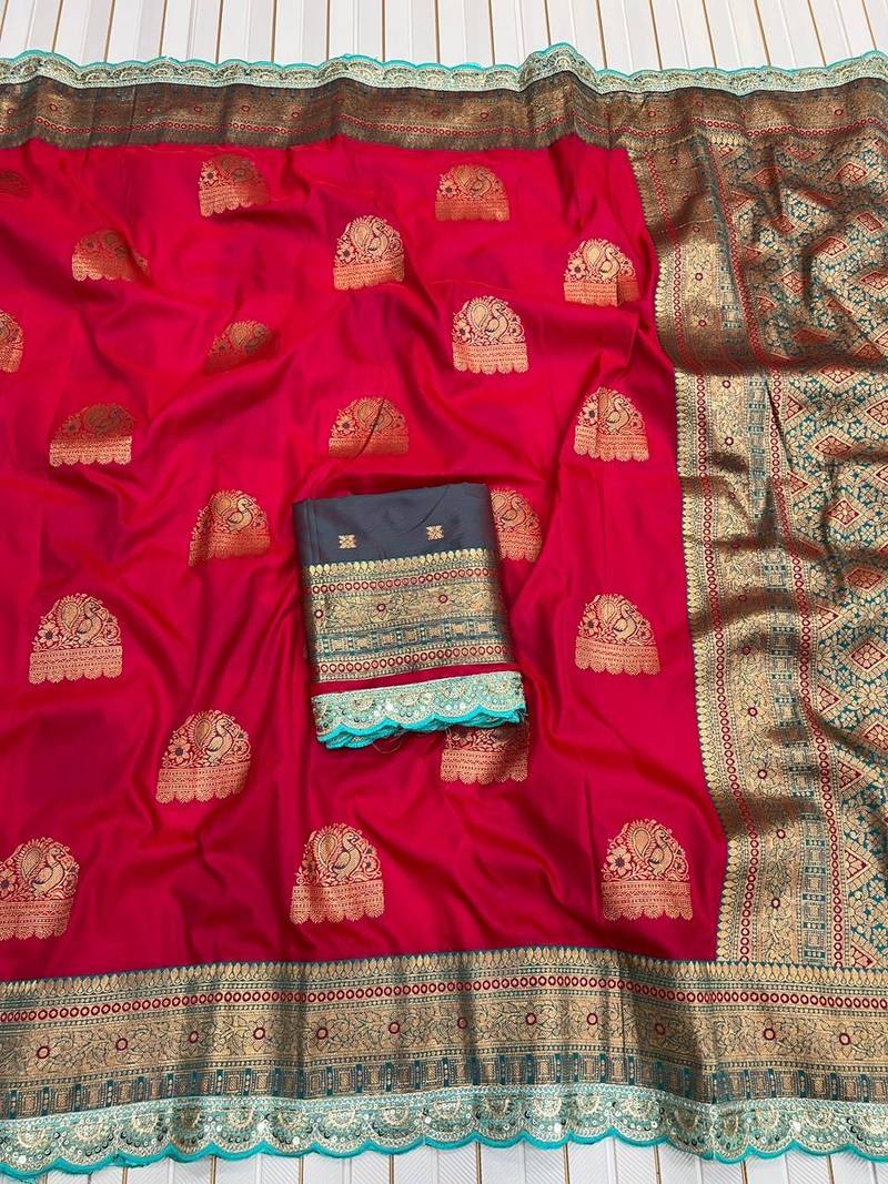 Red Color Soft Silk Banarasi Silk Saree