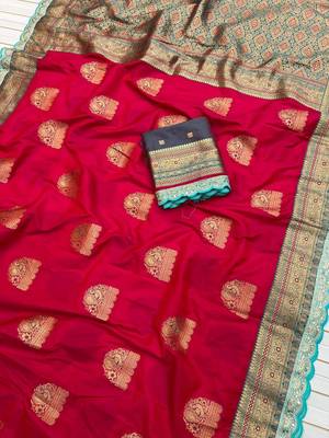 Red Color Soft Silk Banarasi Silk Saree 2