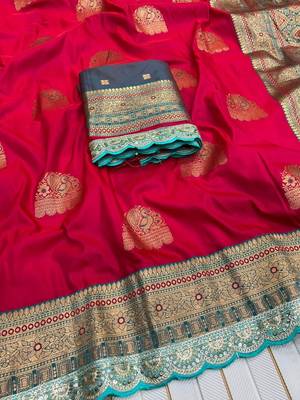 Red Color Soft Silk Banarasi Silk Saree 3