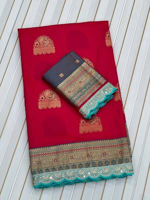 Red Color Soft Silk Banarasi Silk Saree 4