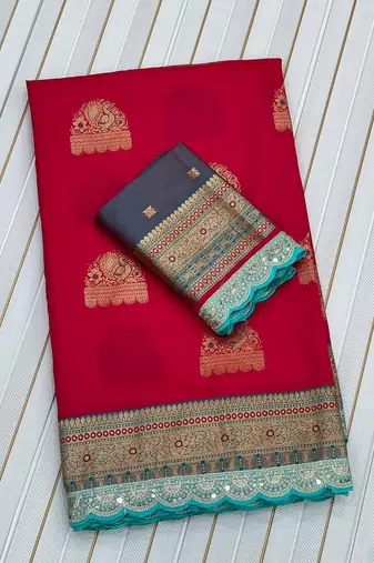 Red Color Soft Silk Banarasi Silk Saree