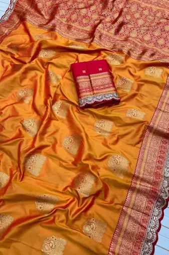 Orange Color Soft Silk Banarasi Silk Saree