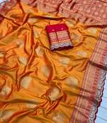 Orange Color Soft Silk Banarasi Silk Saree
