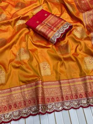 Orange Color Soft Silk Banarasi Silk Saree 2