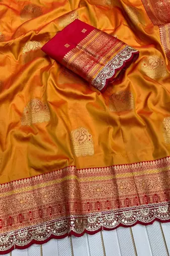 Orange Color Soft Silk Banarasi Silk Saree