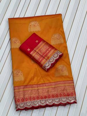 Orange Color Soft Silk Banarasi Silk Saree 3