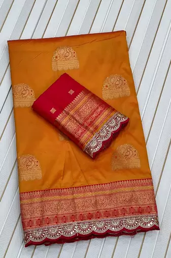 Orange Color Soft Silk Banarasi Silk Saree