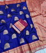 Navy Blue Color Soft Silk Banarasi Silk Saree