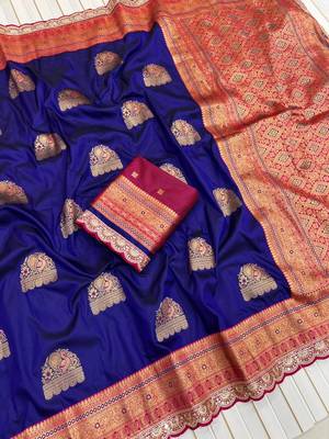 Navy Blue Color Soft Silk Banarasi Silk Saree 2