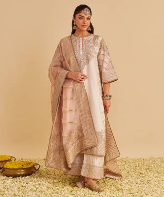 Ivory embroidered silk kurta set 5