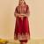 Red embroidered silk kurta set with dupatta