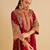Red embroidered silk kurta set with dupatta