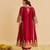 Red embroidered silk kurta set with dupatta