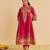 Pink embroidered silk kurta set with dupatta