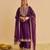 Purple embroidered silk kurta set with dupatta