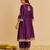 Purple embroidered silk kurta set with dupatta
