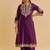 Purple embroidered silk kurta set with dupatta