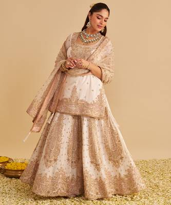 Ivory embroidered silk sharara set 2