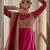 Pink embroidered silk anarkali set with jacket