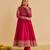 Pink embroidered silk anarkali set with jacket