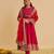 Pink embroidered silk anarkali set with jacket