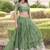 green embroidered crushed lehenga set choli with dupatta