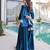 Teal-blue  readymade ice velvet top   palazzo set with batwa 