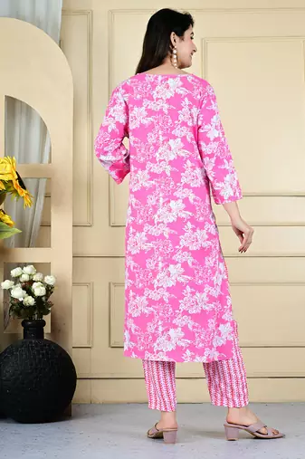 Pink color rayon beautiful printed co-ord set