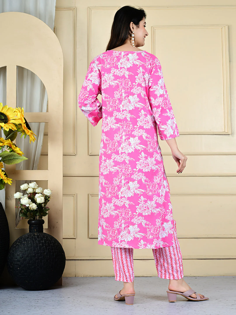 Pink color rayon fabric beautiful printed casual co-ord set