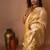 yellow embroidered tissue saree