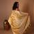 yellow embroidered tissue saree