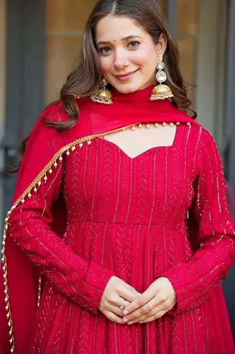 Embroidered Georgette Ready to Wear 3 Pc Anarkali Suit Set