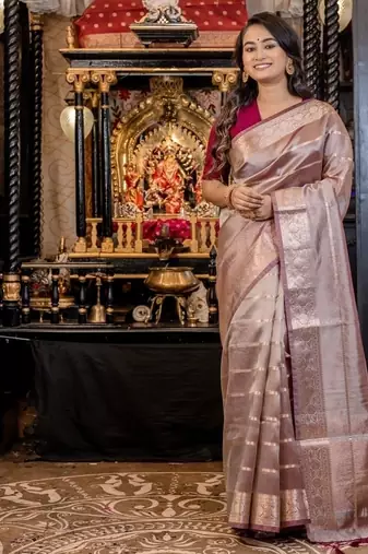 multicolor woven tissue saree