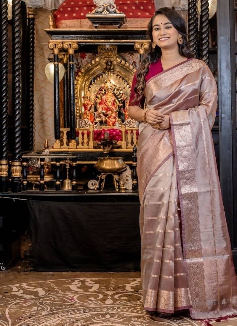 multicolor woven tissue saree