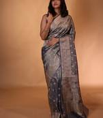 blue woven tissue saree
