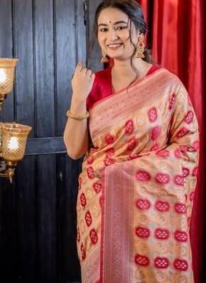 red woven matka silk blend zari woven all seasons sarees 2