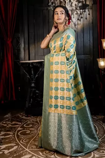 green woven matka silk blend zari woven all seasons sarees