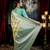 green woven matka silk blend saree