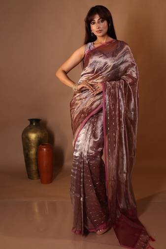multicolor woven tissue saree