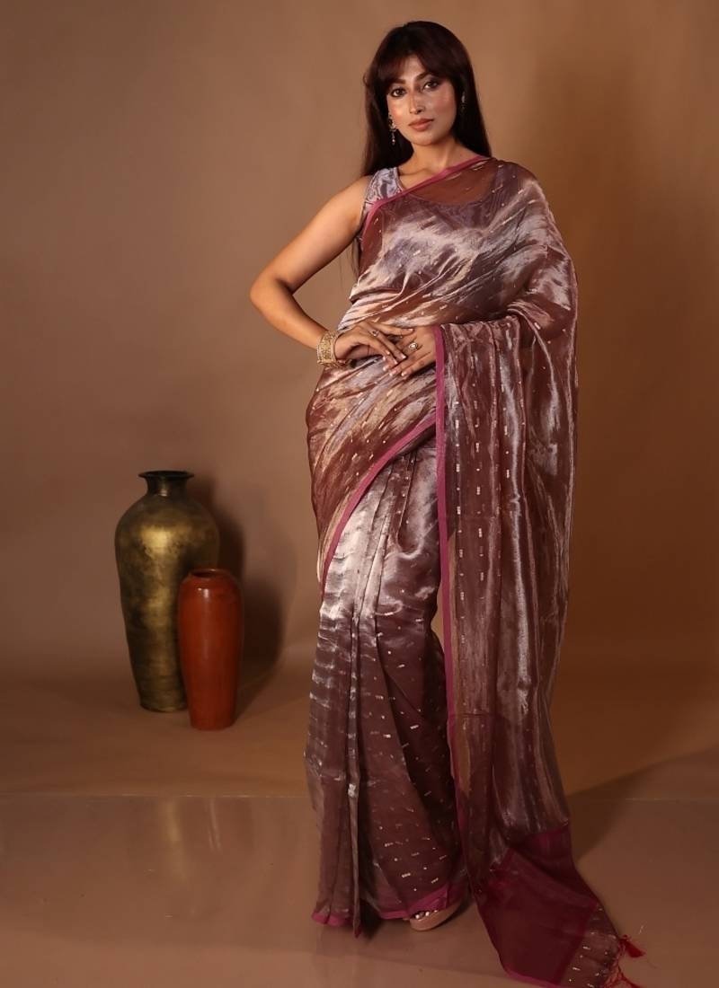 multicolor woven tissue saree