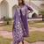 Lavender color simmer silk fabric embroidered Kurta set