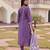 Lavender color simmer silk fabric embroidered Kurta set