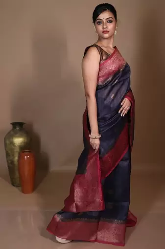 grey hand woven tussar zari woven all seasons sarees