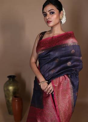 grey hand woven tussar zari woven all seasons sarees 3