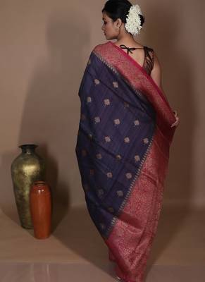 grey hand woven tussar zari woven all seasons sarees 4